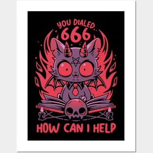 Satanic Support Cat - Hell Demon Kitten Posters and Art